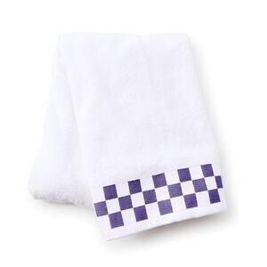 NEW Mackenzie-Childs Cotton Bath Towel with Violet Check Border